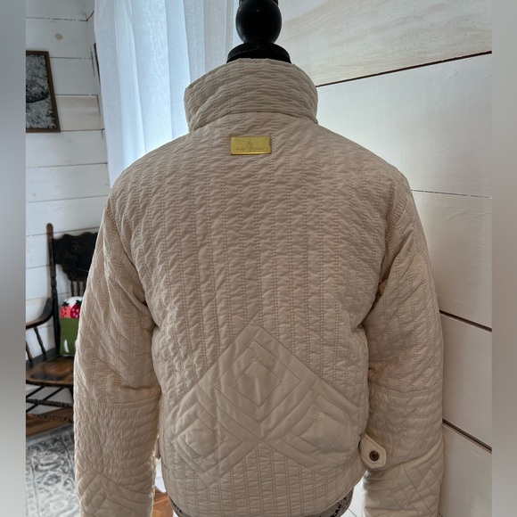 Baby Phat Cream Quilted Jacket w/Gold Accents & yellow lining, size M, see pics - Picture 2 of 12